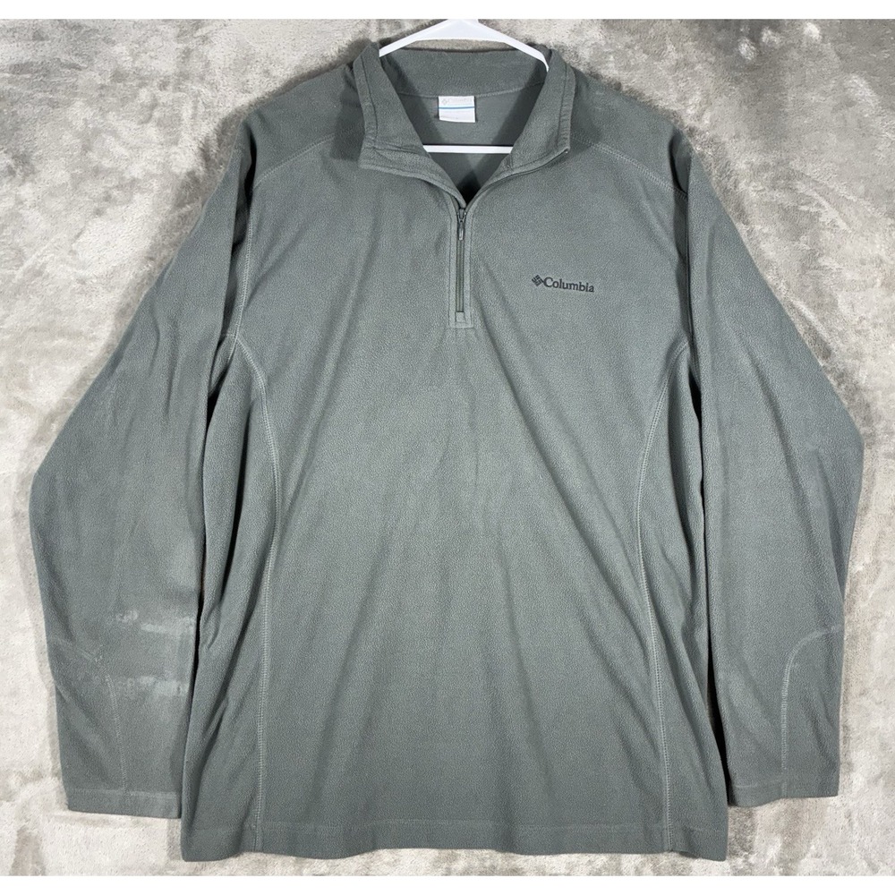 Columbia Fleece Jacket Mens L 1/4 Zip collar Zipper Pockets Logo outdoors hiking